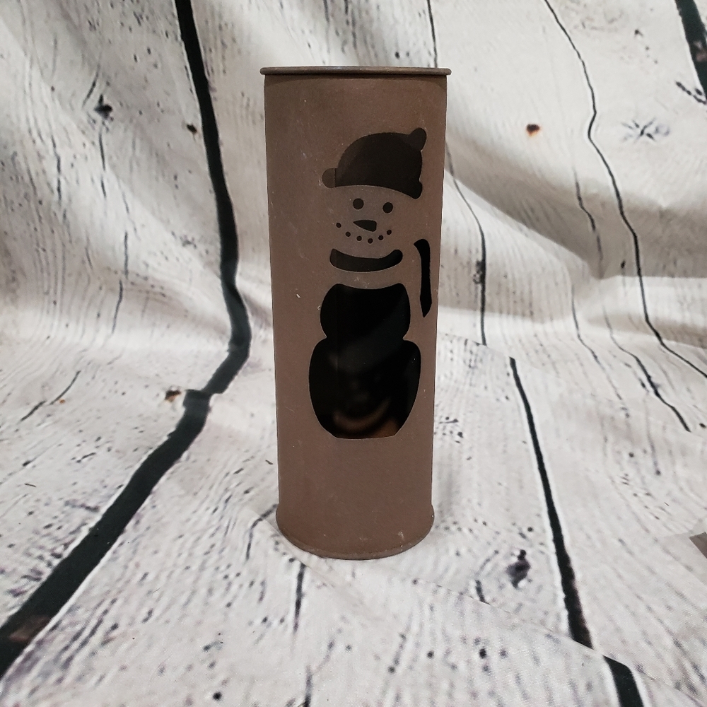 Ewe’s View Brown Snowman Rustic Metal Luminary